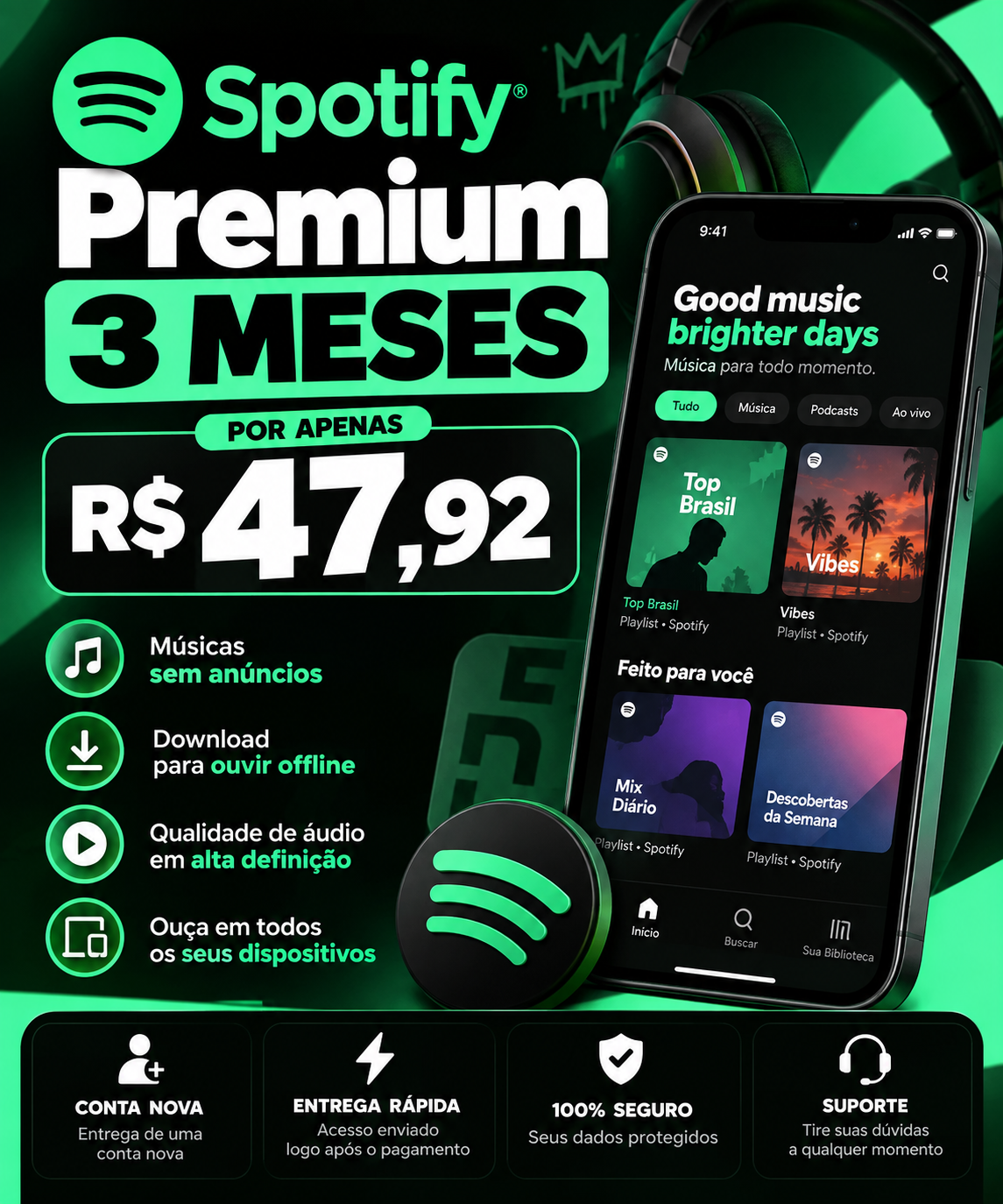 🎵 Spotify Premium – 3 Meses