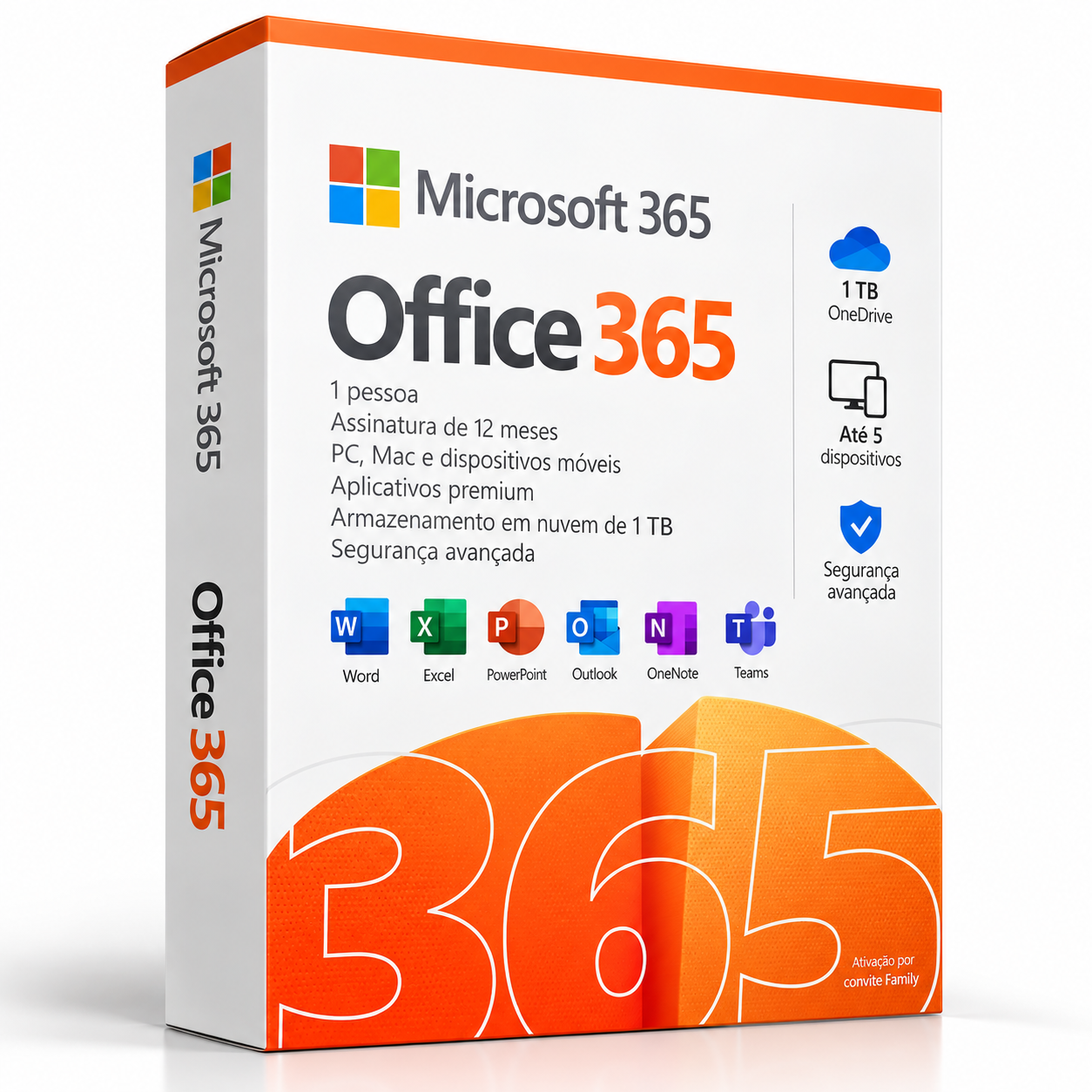 Microsoft Office 365 – 12 Meses | 1 TB OneDrive | Até 5 Dispositivos