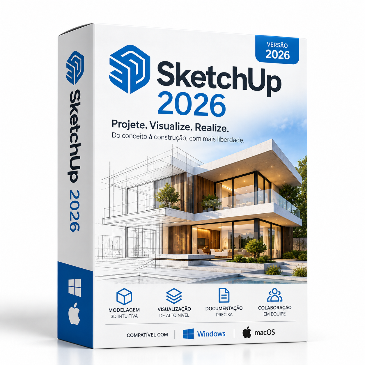 SketchUp Pro 2026 Vitalício – Modelagem 3D Profissional
